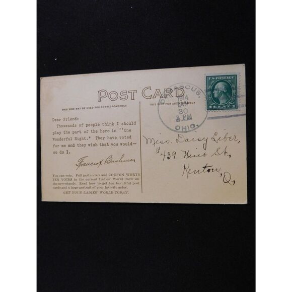 Postcard  Francis X Bushman Original Vintage 1910's Silent Photo Ben Hur Used - Picture 2 of 2